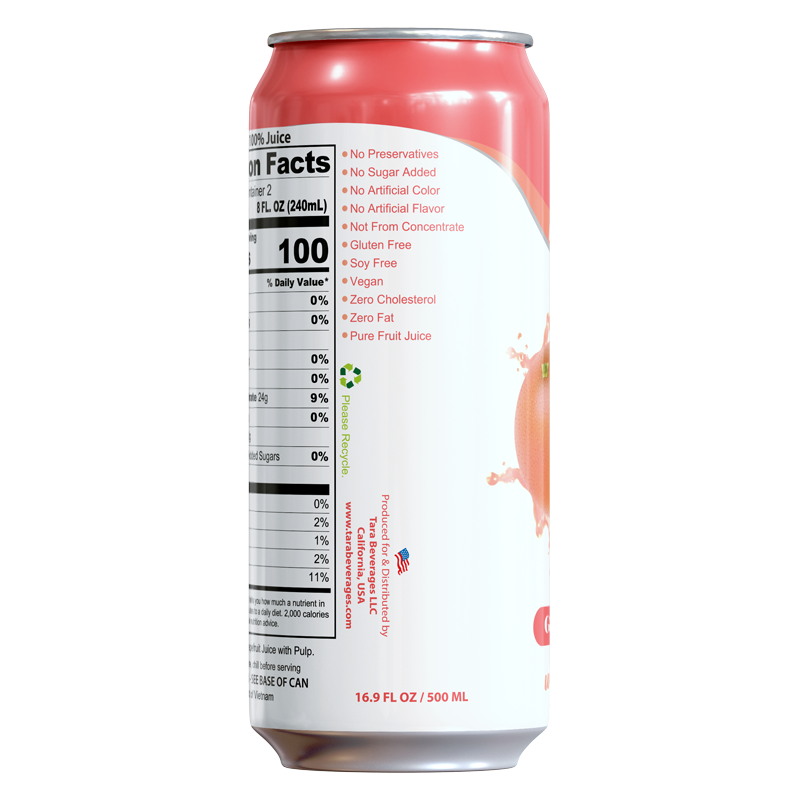 Tara Pure Grapefruit Juice With Pulp, No Sugar Added, 16.9 fl.oz (12pk)