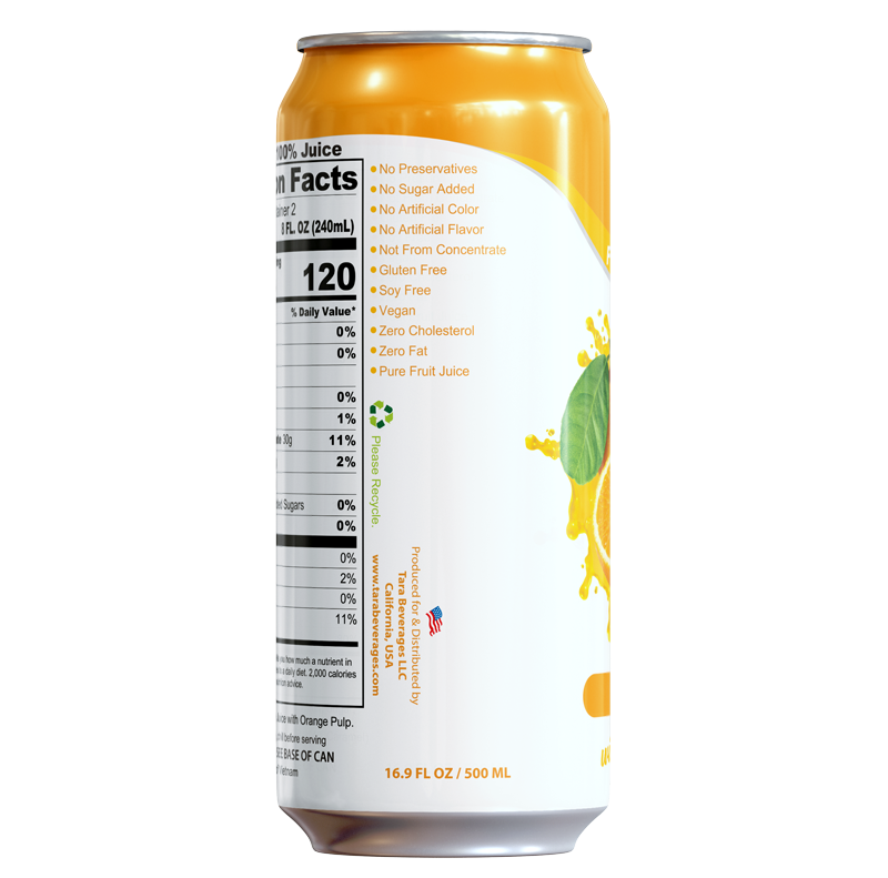 Tara Pure Orange Juice With Pulp, No Added Sugar, 16.9 fl.oz (12pk)