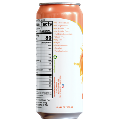 Tara Pure Peach Juice With Pulp, No Added Sugar, 16.9 fl.oz (12pk)