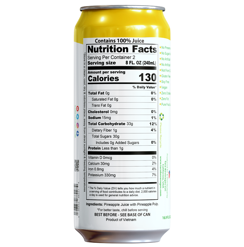 Tara Pure Pineapple Juice With Pulp, No Added Sugar, 16.9 fl.oz (12k)