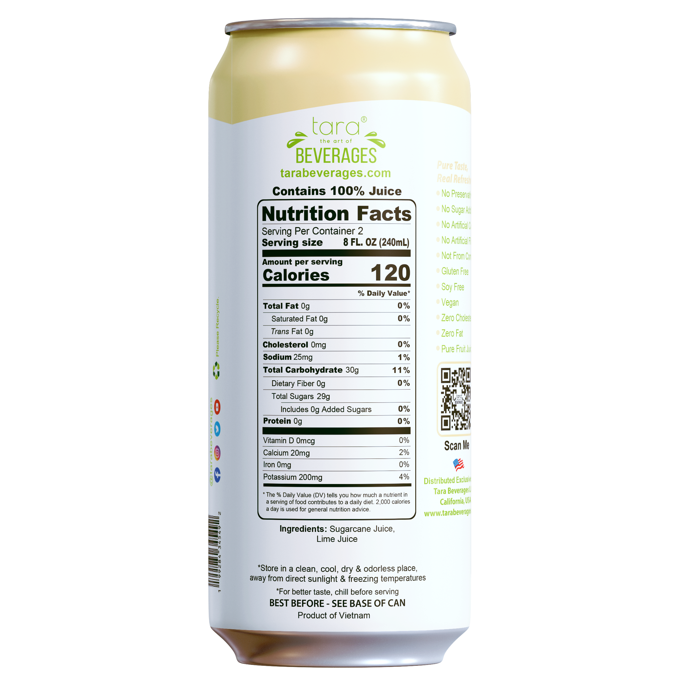 Tara Pure Sugar Cane Juice No Pulp, No Sugar Added, 16.9 fl.oz (12pk)