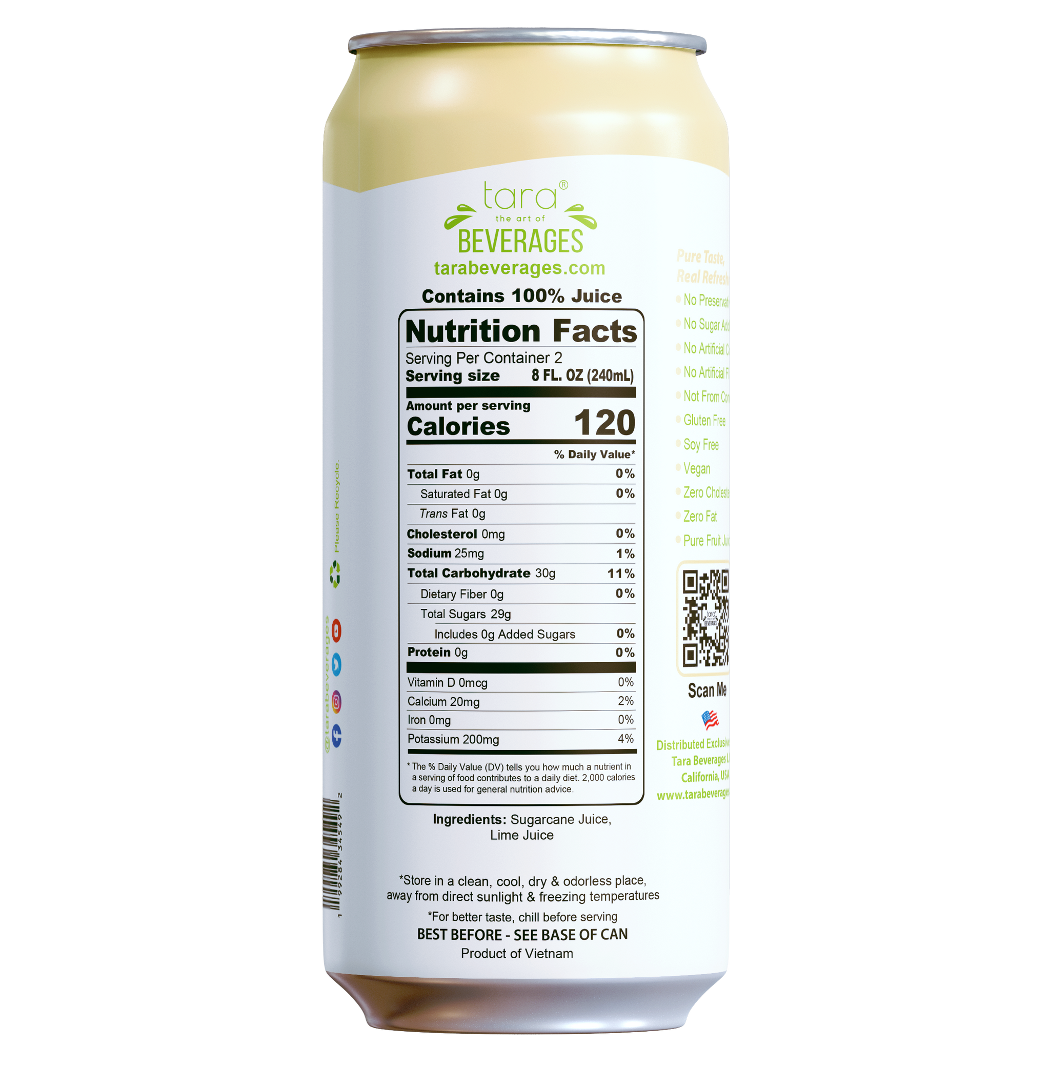 Tara Pure Sugar Cane Juice No Pulp, No Sugar Added, 16.9 fl.oz (12pk)