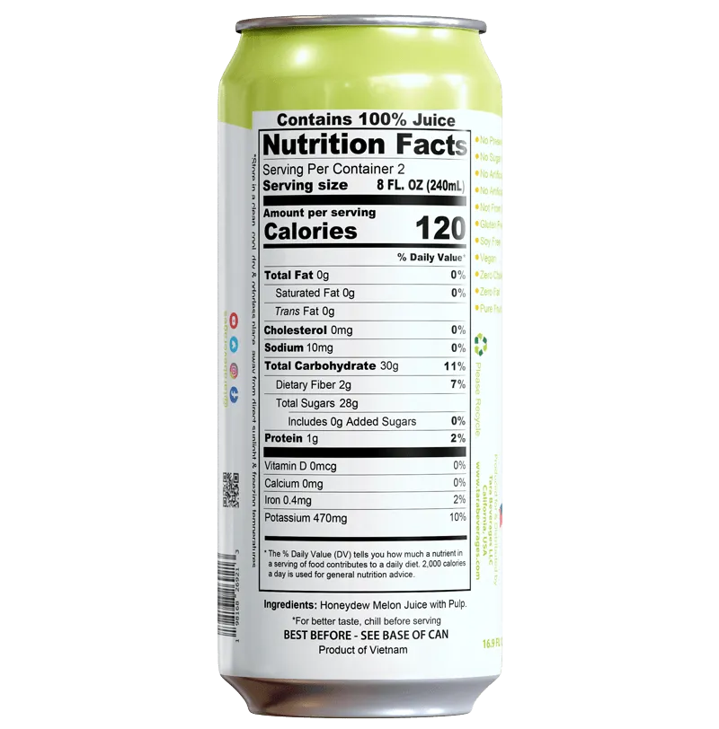 Tara Pure Honeydew Melon Juice With Pulp, No Added Sugar, 16.9 fl.oz (12pk)
