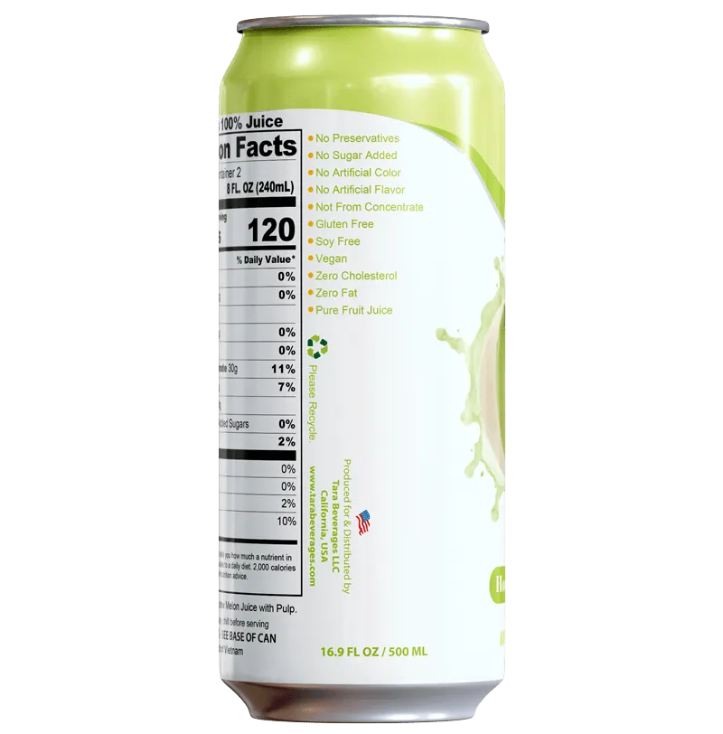 Tara Pure Honeydew Melon Juice With Pulp, No Added Sugar, 16.9 fl.oz (12pk)