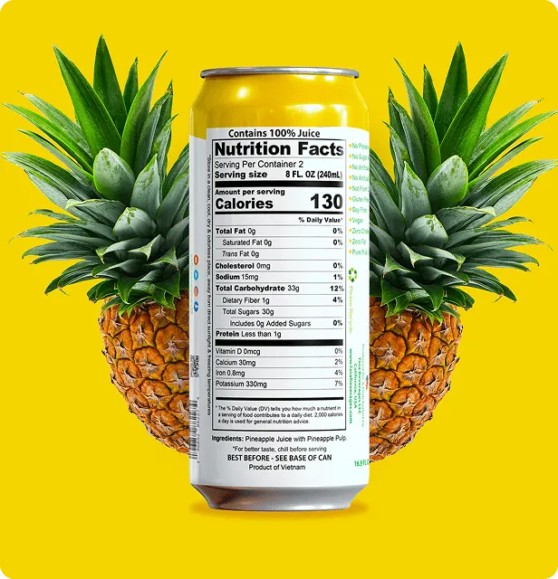 Tara Pure Pineapple Juice With Pulp, No Added Sugar, 16.9 fl.oz (12k) – detail 3