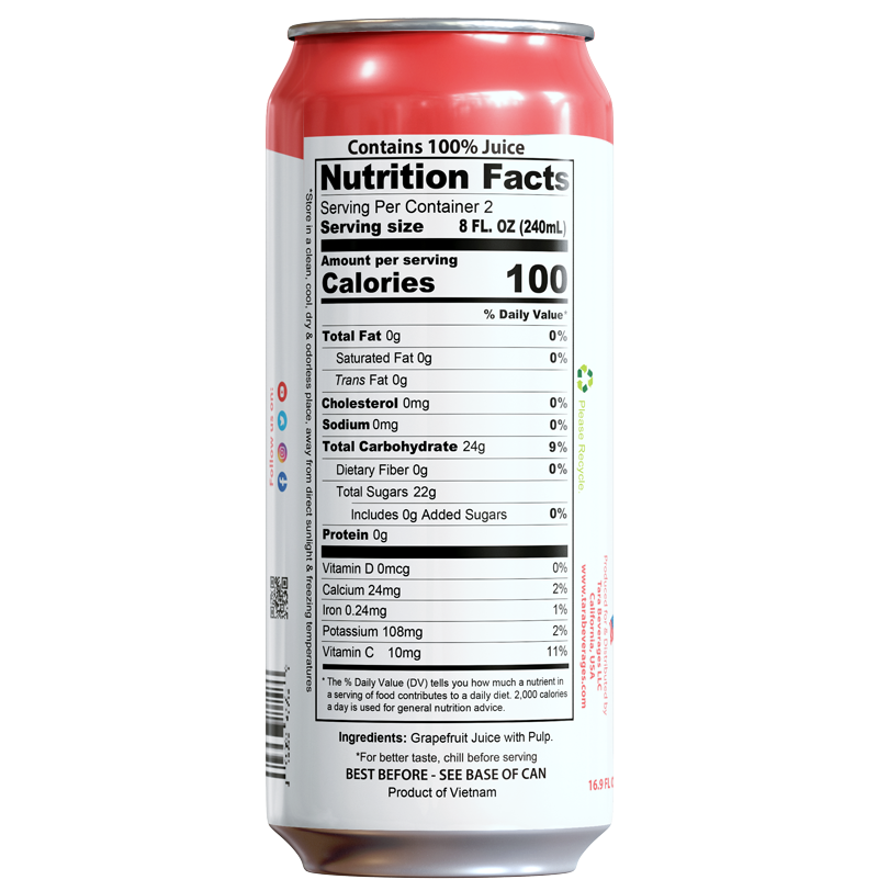 Tara Pure Grapefruit Juice With Pulp, No Sugar Added, 16.9 fl.oz (12pk)