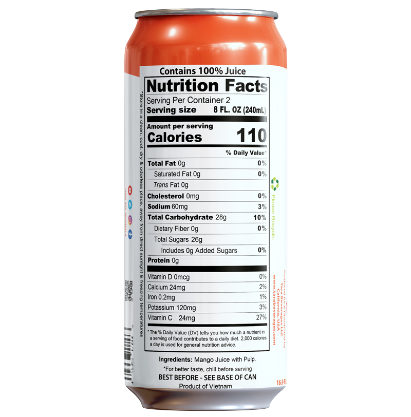 Tara Pure Mango Juice With Pulp, No Added Sugar, 16.9 fl.oz (12pk)