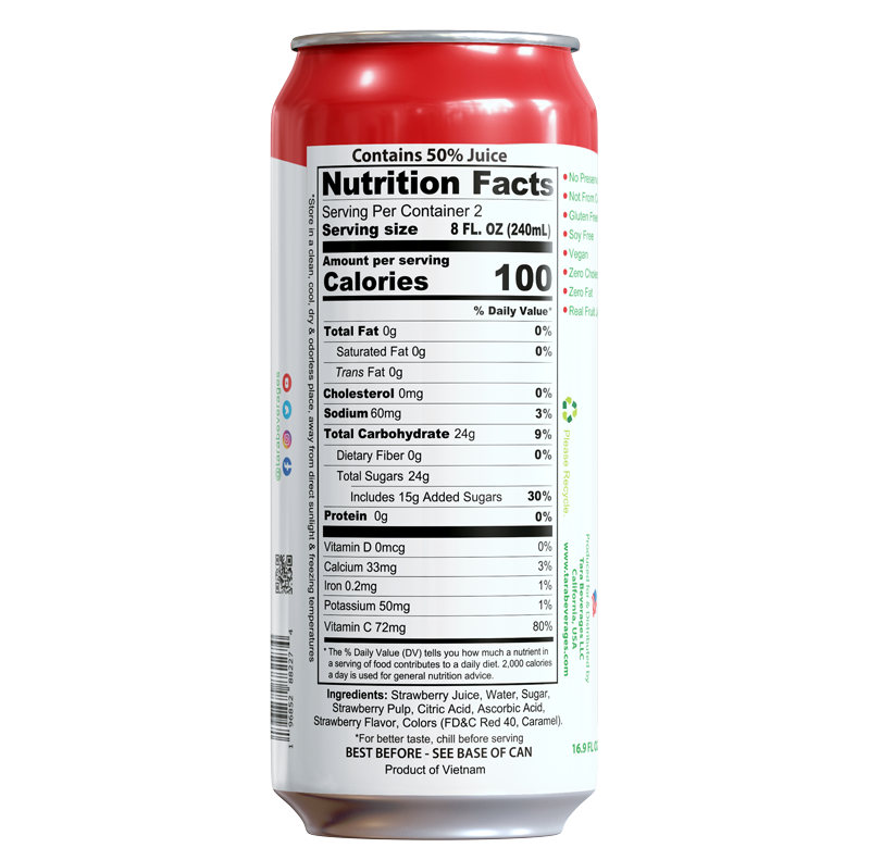 Tara Real Strawberry Juice With Pulp, 16.9 fl.oz (12pk)