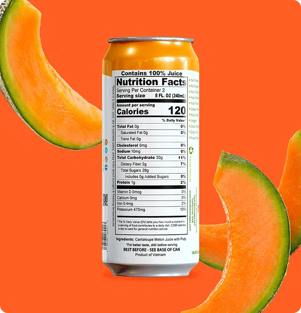 Tara Pure Cantaloupe Melon Juice, With Pulp, No Added Sugar, 16.9 fl.oz (12pk) – detail 3