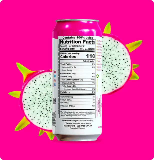 Tara Pure Dragon Fruit Juice With Pulp, No Added Sugar, 16.9 fl.oz (12pk) – detail 3