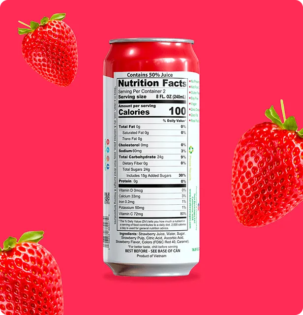 Tara Real Strawberry Juice With Pulp, 16.9 fl.oz (12pk) – detail 1