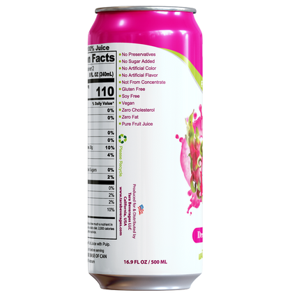 Tara Pure Dragon Fruit Juice With Pulp, No Added Sugar, 16.9 fl.oz (12pk)