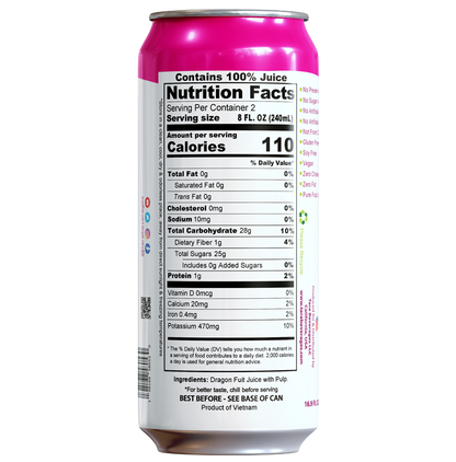 Tara Pure Dragon Fruit Juice With Pulp, No Added Sugar, 16.9 fl.oz (12pk)